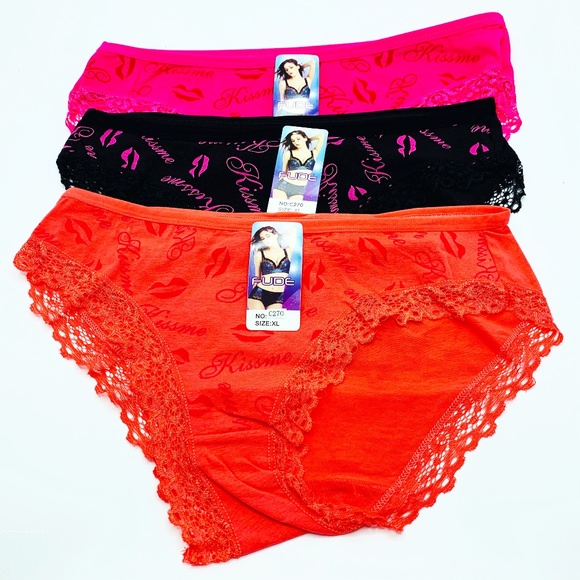 FUDE Other - Cotton Panties 3-Pack XL Red, Black, Pink